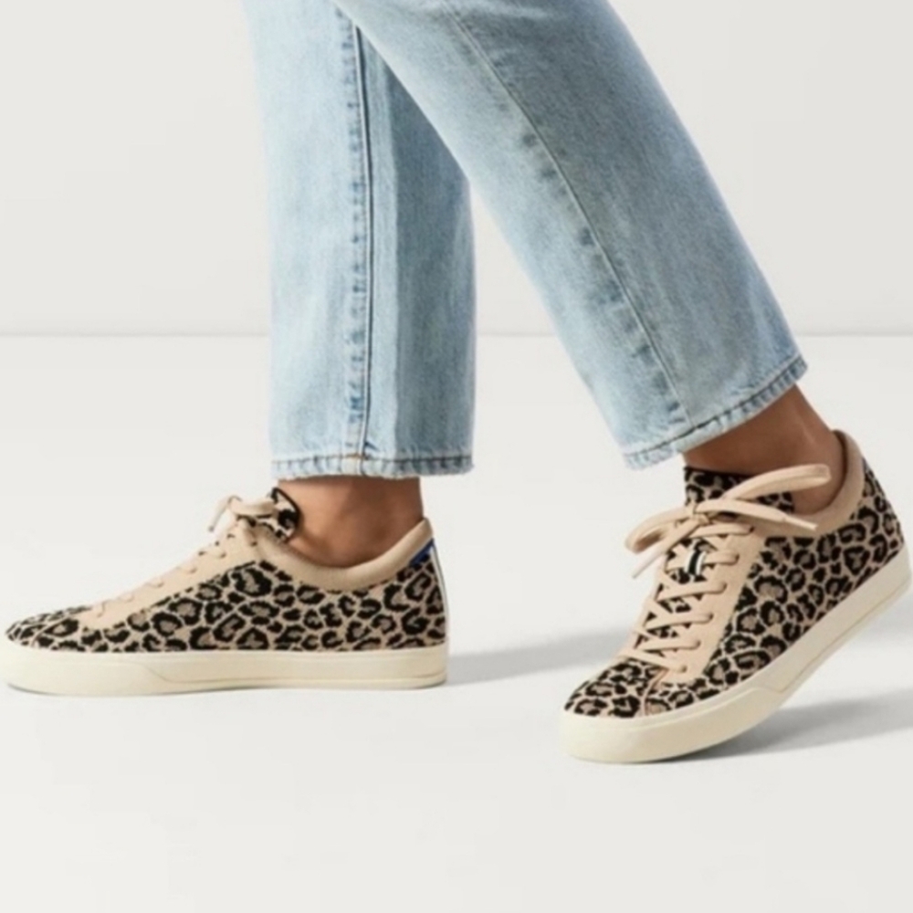Rothy's Leopard Print Sneakers - Tan and Black